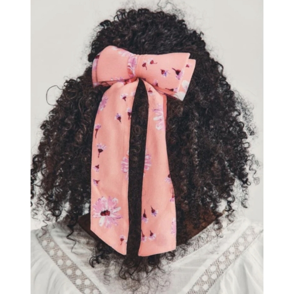 LoveShackFancy Lorna Floral Bow Barrette Hair Accessorie Coral Blaze main image 14